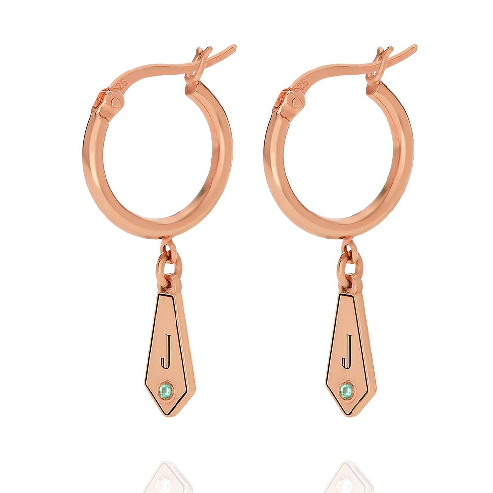 Gia Initial Creolen mit Tropfen-Anhängern und Geburtssteinen - rosévergoldetes Sterlingsilber-5 Produktfoto