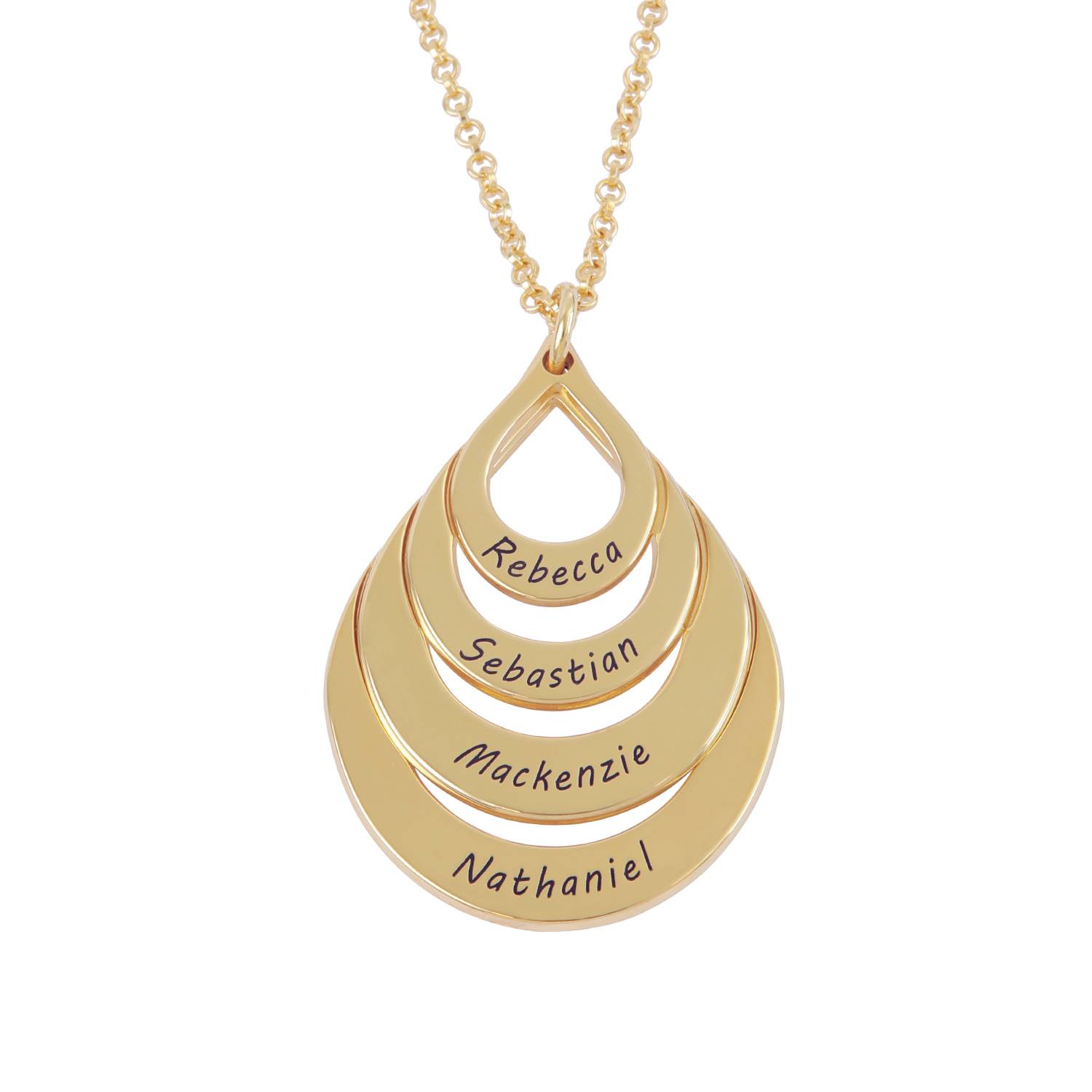 Gravierte Familienkette in Tropfenform - Gold-Vermeil-4 Produktfoto