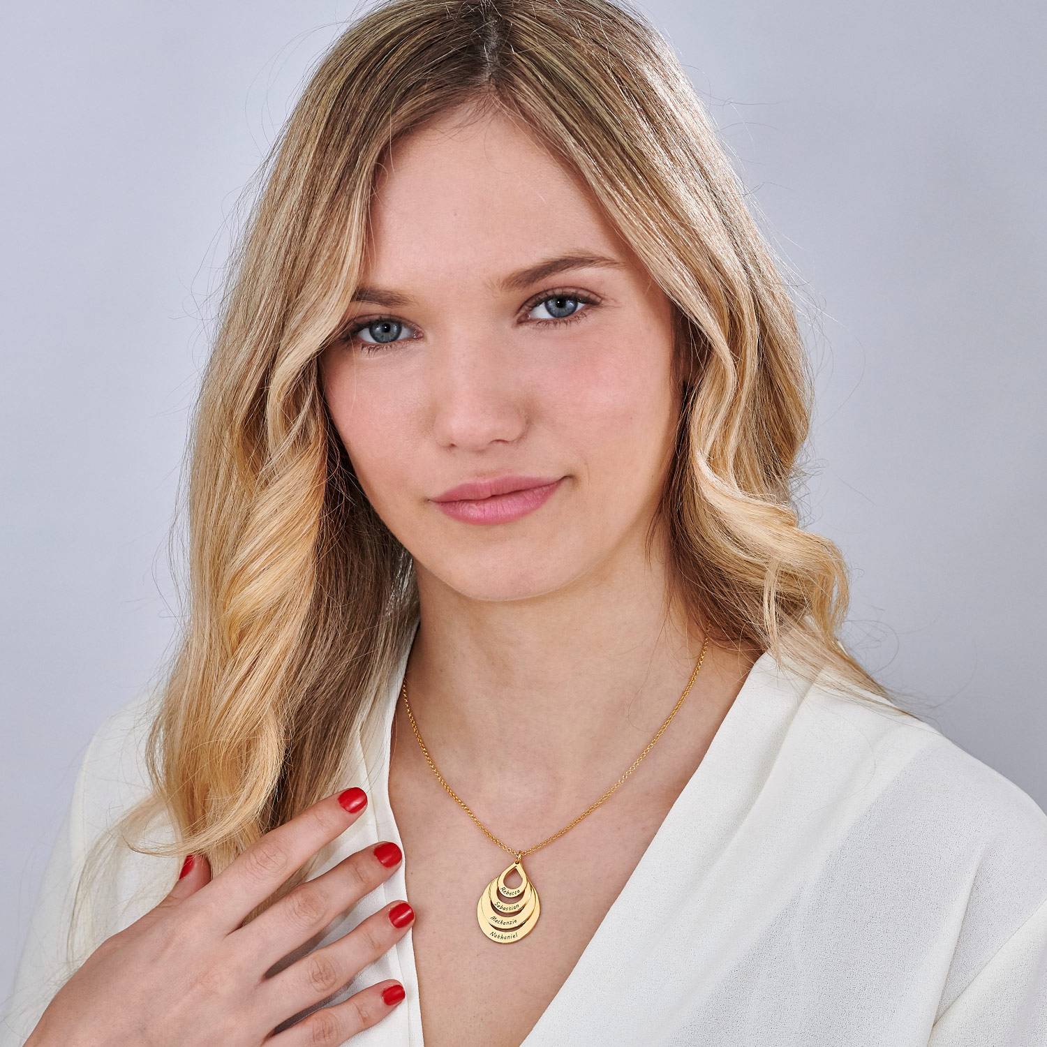 Gravierte Familienkette in Tropfenform - Gold-Vermeil-2 Produktfoto