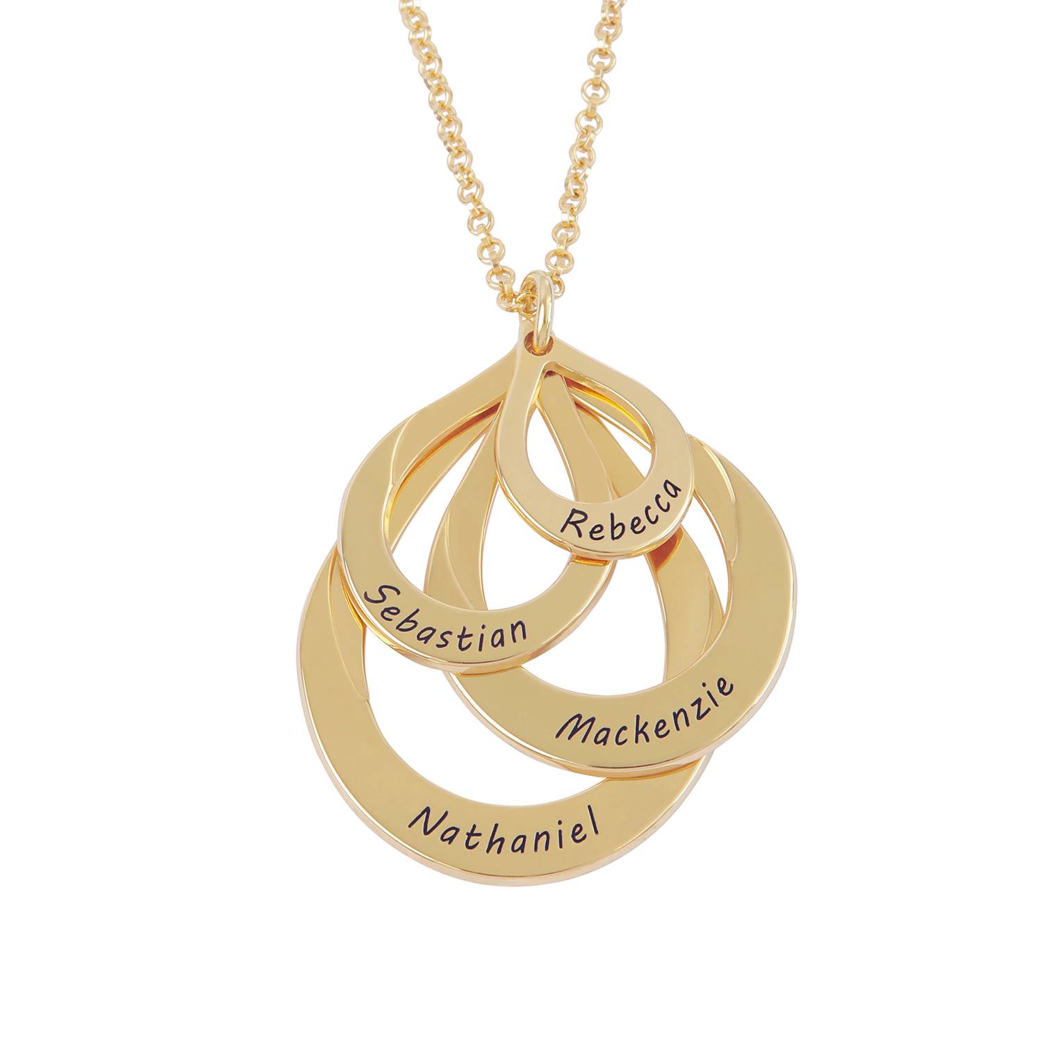 Gravierte Familienkette in Tropfenform - Gold-Vermeil-5 Produktfoto