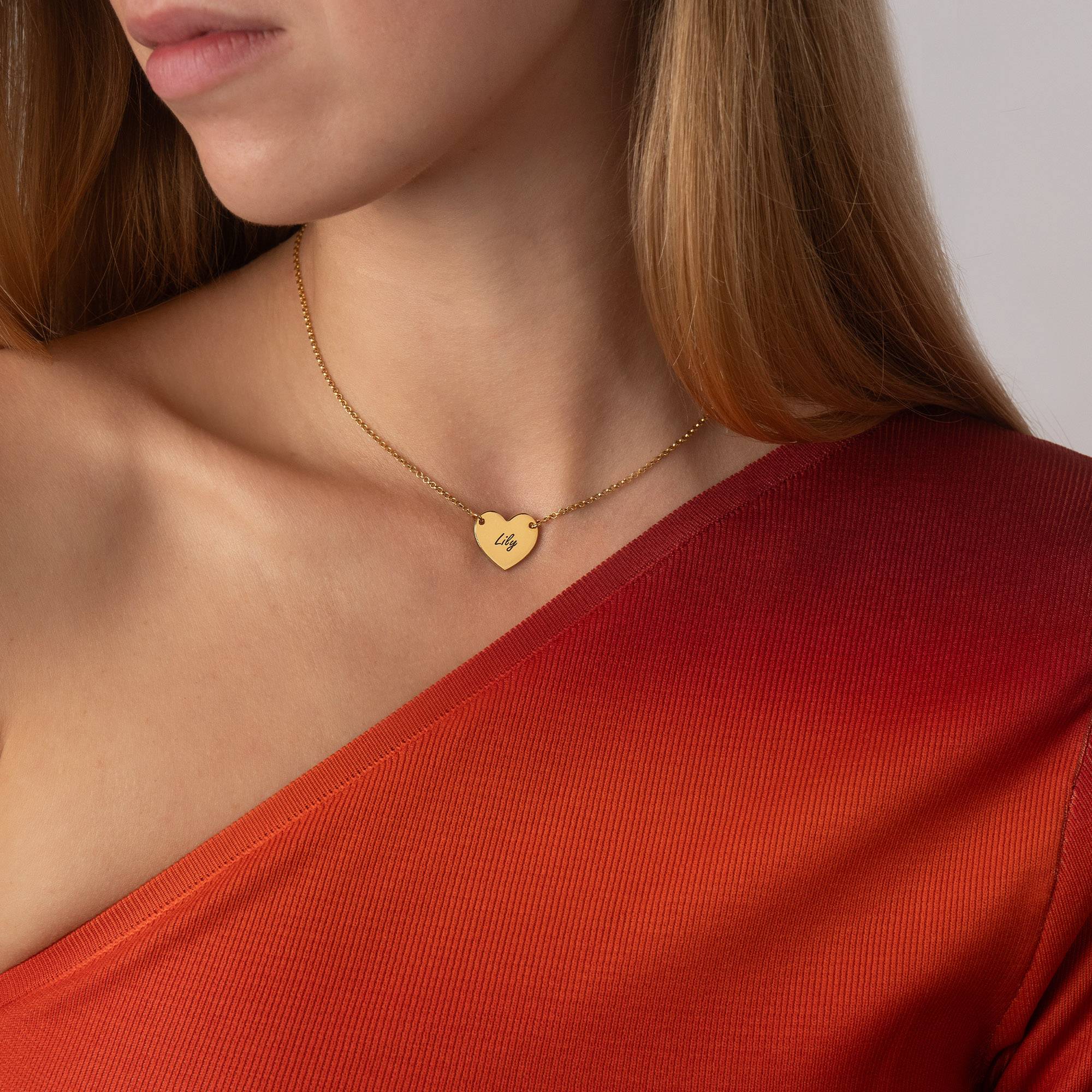 Gravierte Herzkette - Gold-Vermeil-3 Produktfoto