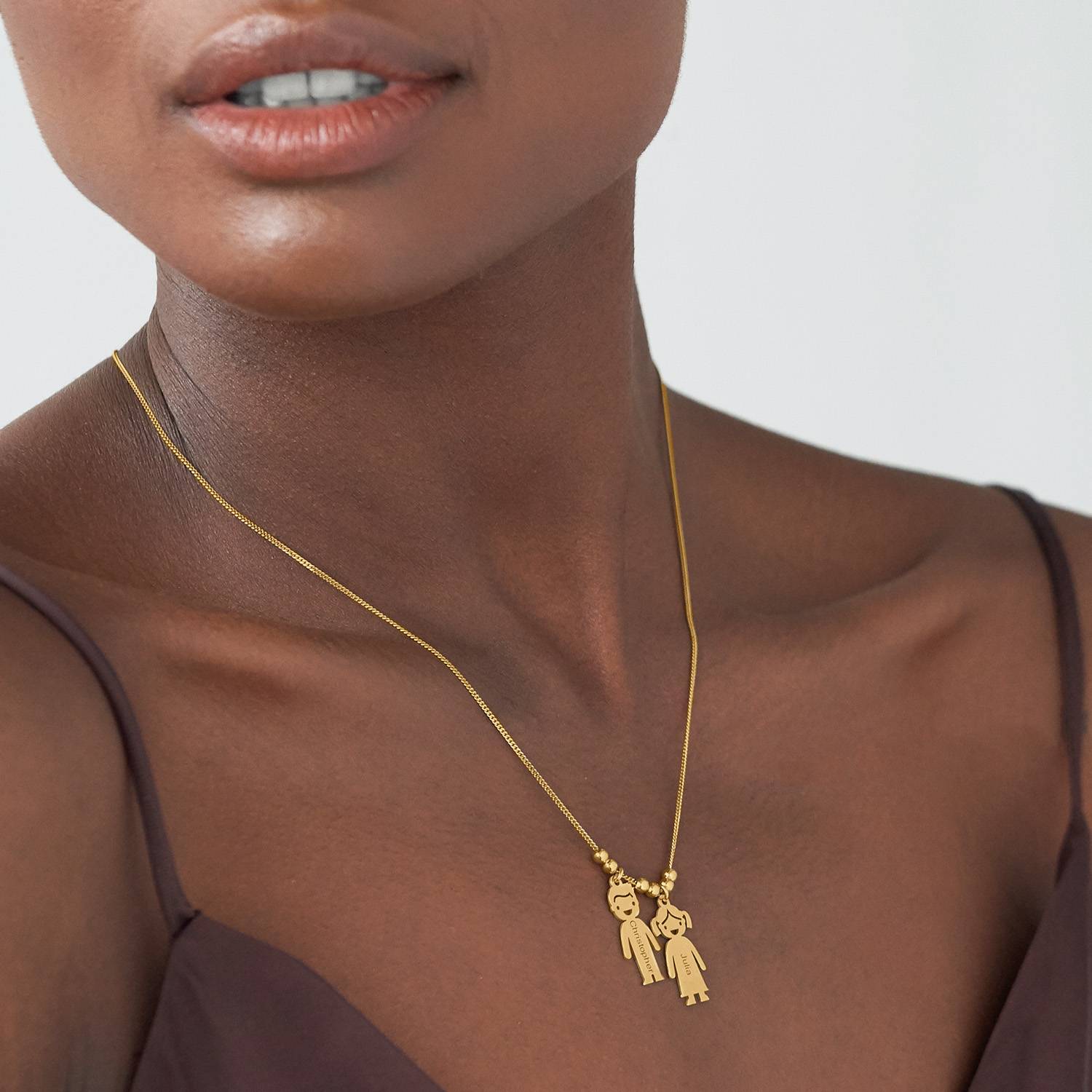 Mutterkette mit gravierbaren Kinder-Charms - Gold-Vermeil-2 Produktfoto