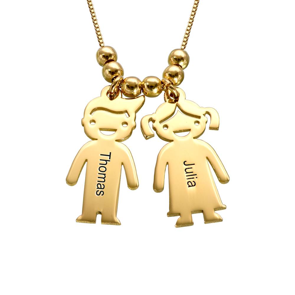 Mutterkette mit gravierbaren Kinder-Charms - Gold-Vermeil-5 Produktfoto