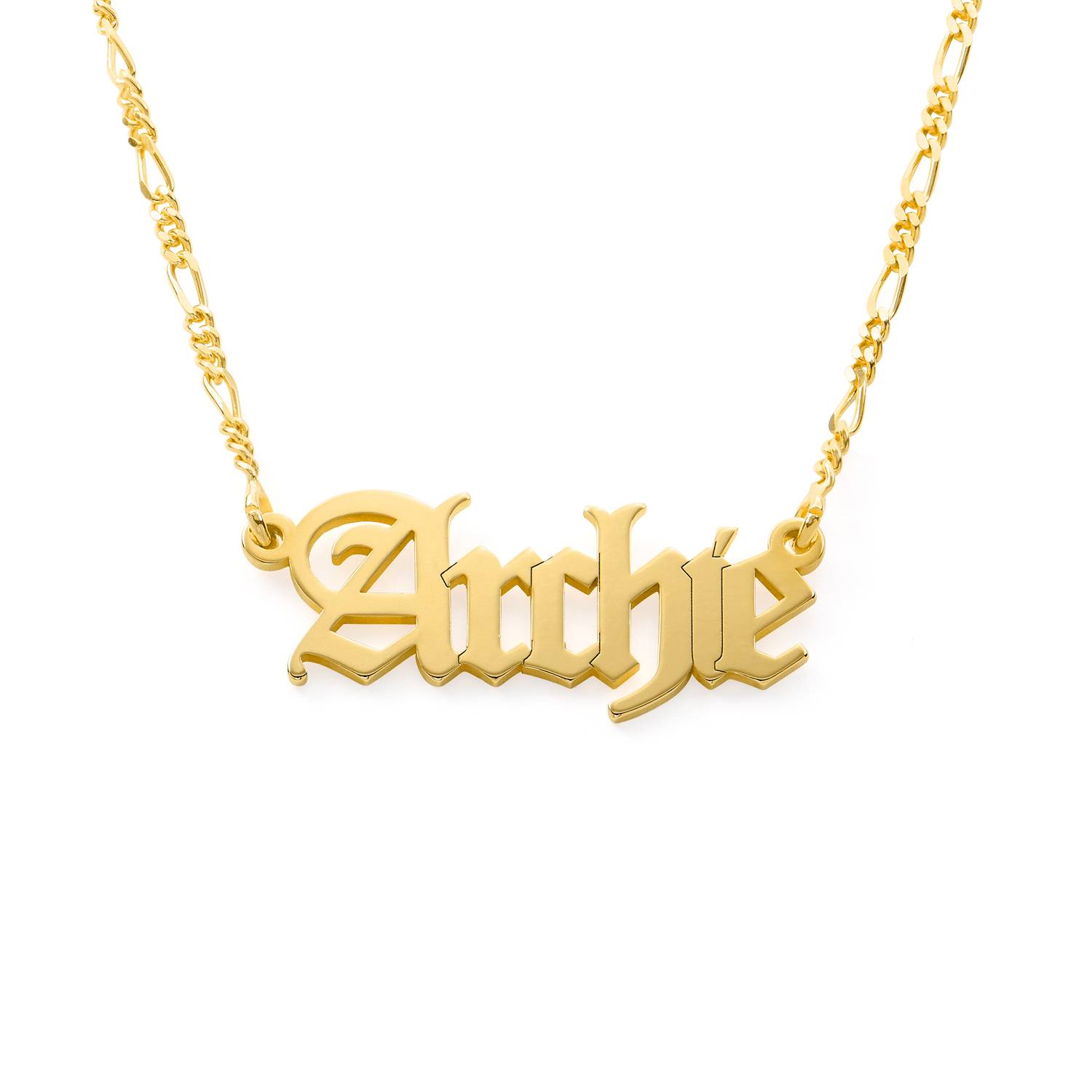 Gotische Unisex Namenskette - Gold-Vermeil-1 Produktfoto