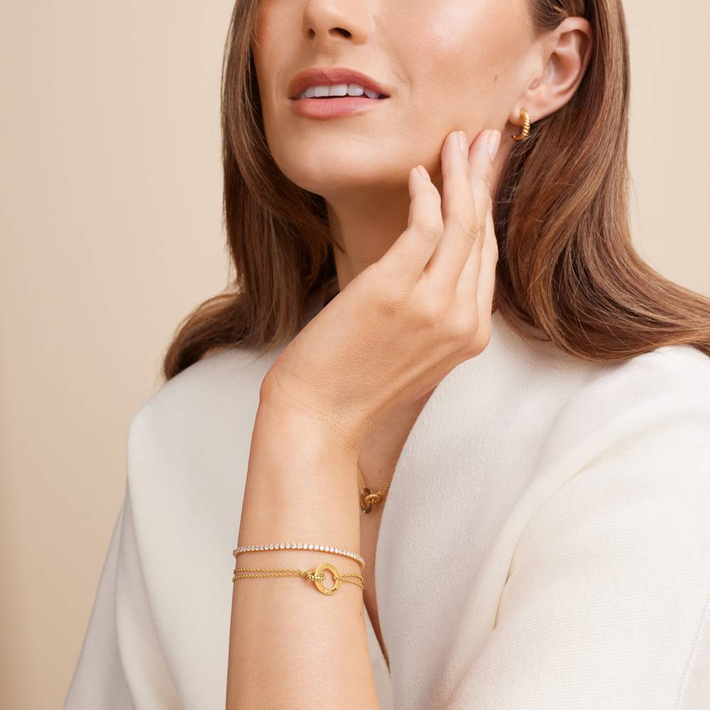 Grace Armband mit verflochtenen Ringen und Diamant - Vergoldet-2 Grace Armband mit verflochtenen Ringen und Diamant - Vergoldet-2 Produktfoto