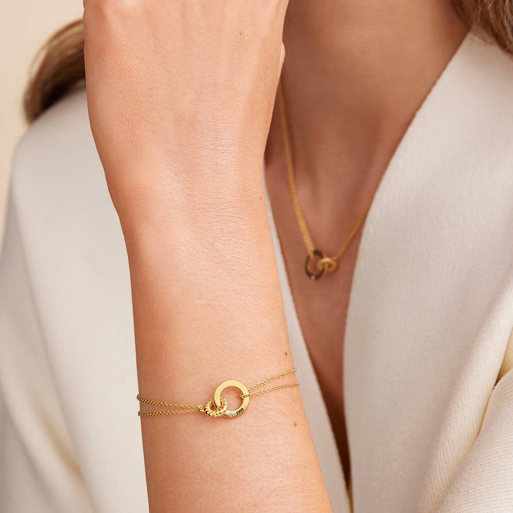 Grace Armband mit verflochtenen Ringen und Diamant - Vergoldet-6 Grace Armband mit verflochtenen Ringen und Diamant - Vergoldet-6 Produktfoto