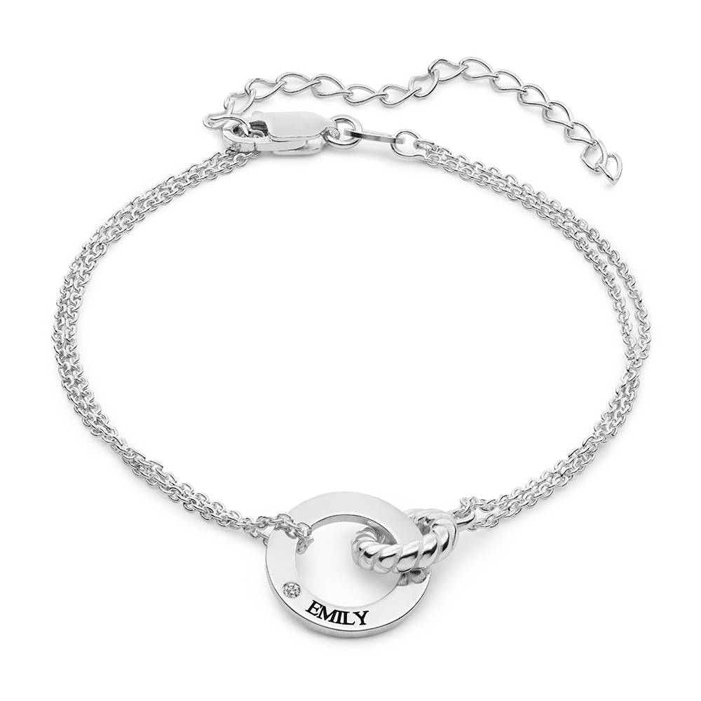 Grace Armband mit verflochtenen Ringen und Diamant - in Silber-5 Grace Armband mit verflochtenen Ringen und Diamant - in Silber-5 Produktfoto