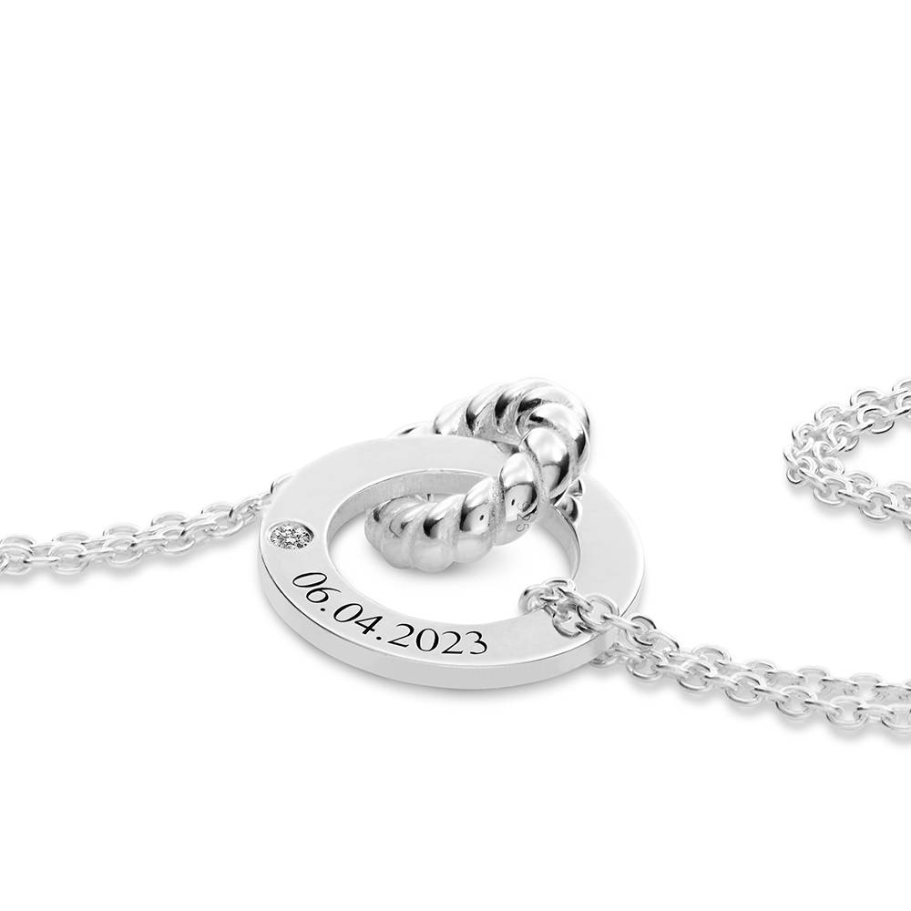 Grace Halskette mit verflochtenen Ringen und Diamant - 925er Sterlingsilber-3 Produktfoto