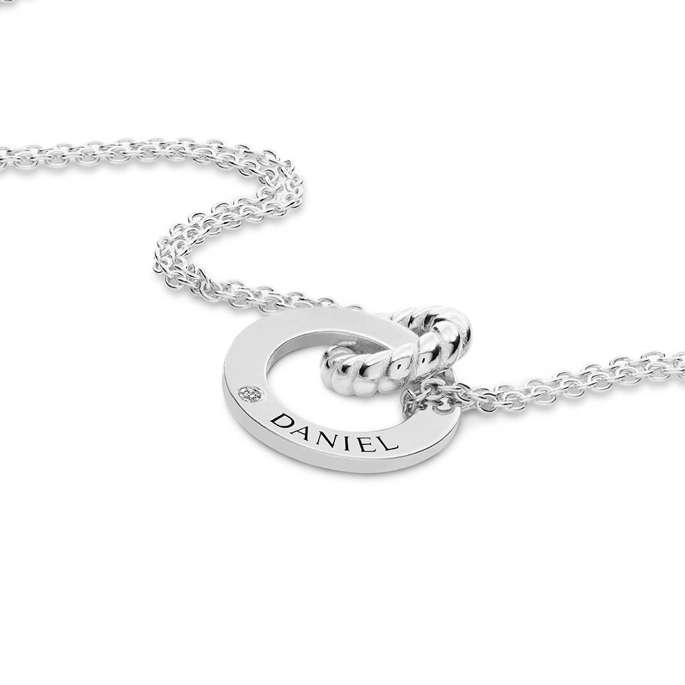 Grace Halskette mit verflochtenen Ringen und Diamant - 925er Sterlingsilber-6 Produktfoto