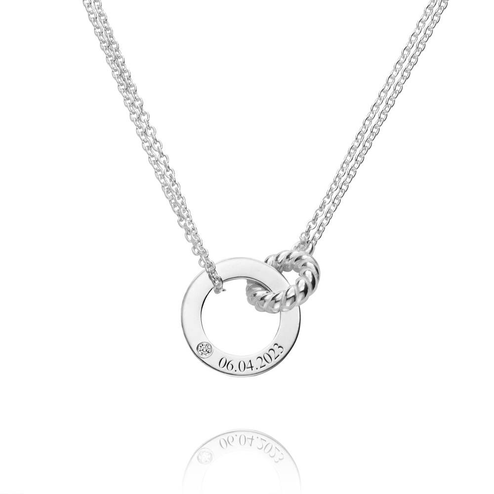 Grace Halskette mit verflochtenen Ringen und Diamant - 925er Sterlingsilber-1 Produktfoto