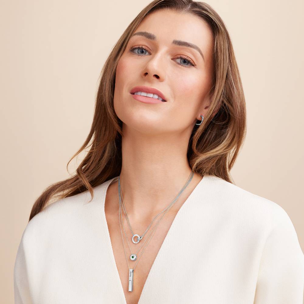 Grace Halskette mit verflochtenen Ringen und Diamant - 925er Sterlingsilber-2 Produktfoto