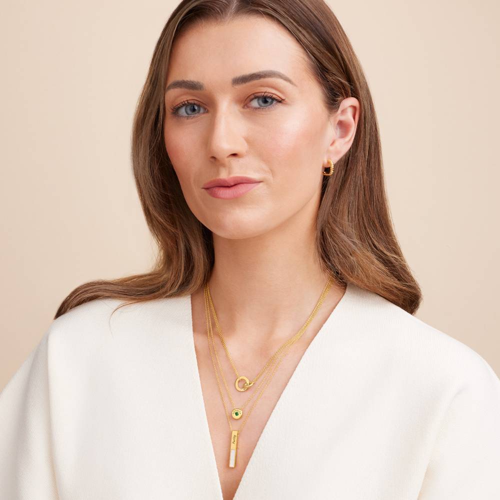 Grace Halskette mit verflochtenen Ringen und Diamant - Gold-Vermeil-1 Produktfoto