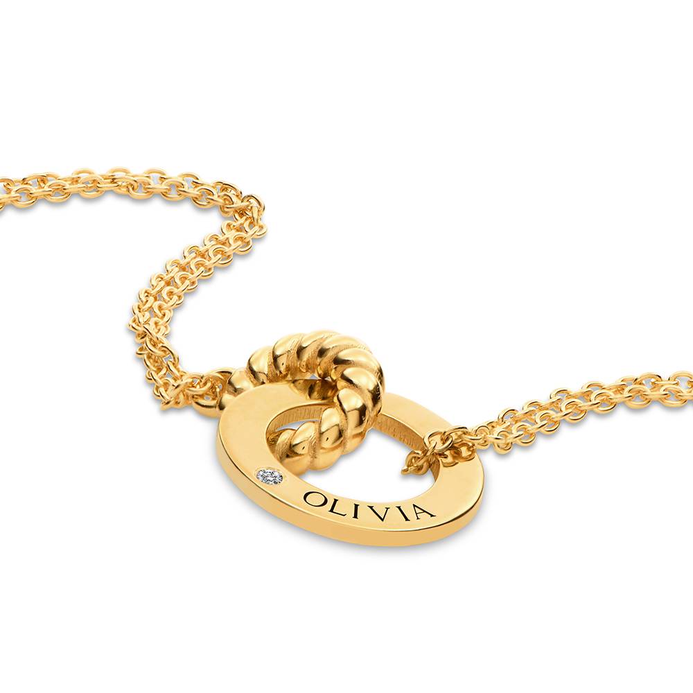 Grace Halskette mit verflochtenen Ringen und Diamant - Gold-Vermeil-7 Produktfoto
