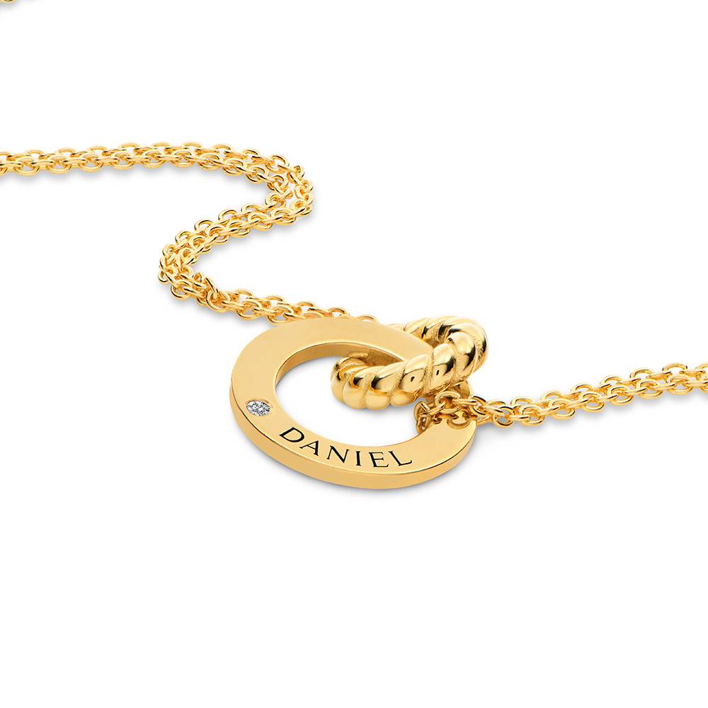Grace Halskette mit verflochtenen Ringen und Diamant - Gold-Vermeil-3 Produktfoto
