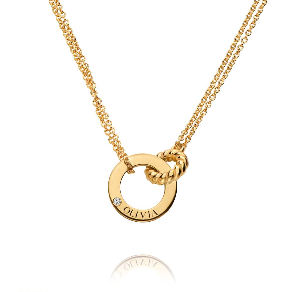 Grace Halskette mit verflochtenen Ringen und Diamant - Gold-Vermeil-5 Produktfoto