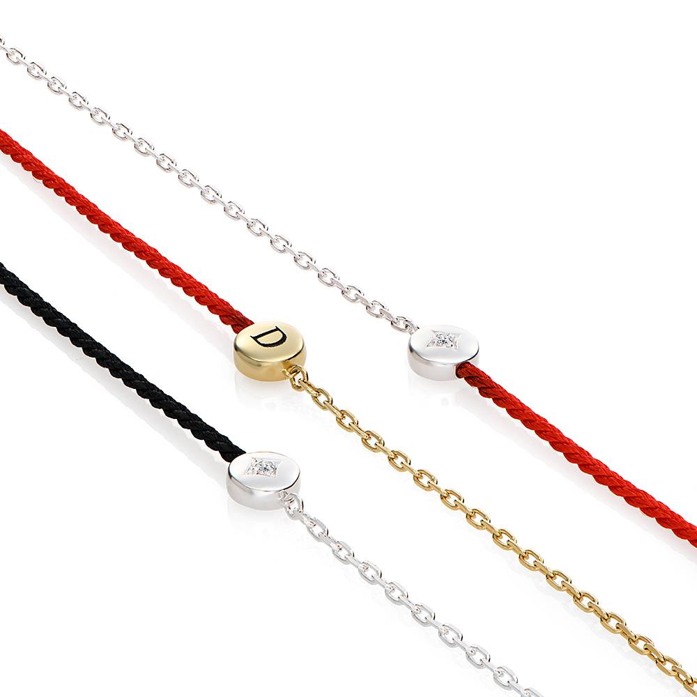 Halb und Halb schwarzes Initialarmband mit Diamant - 925er Sterlingsilber-7 Produktfoto