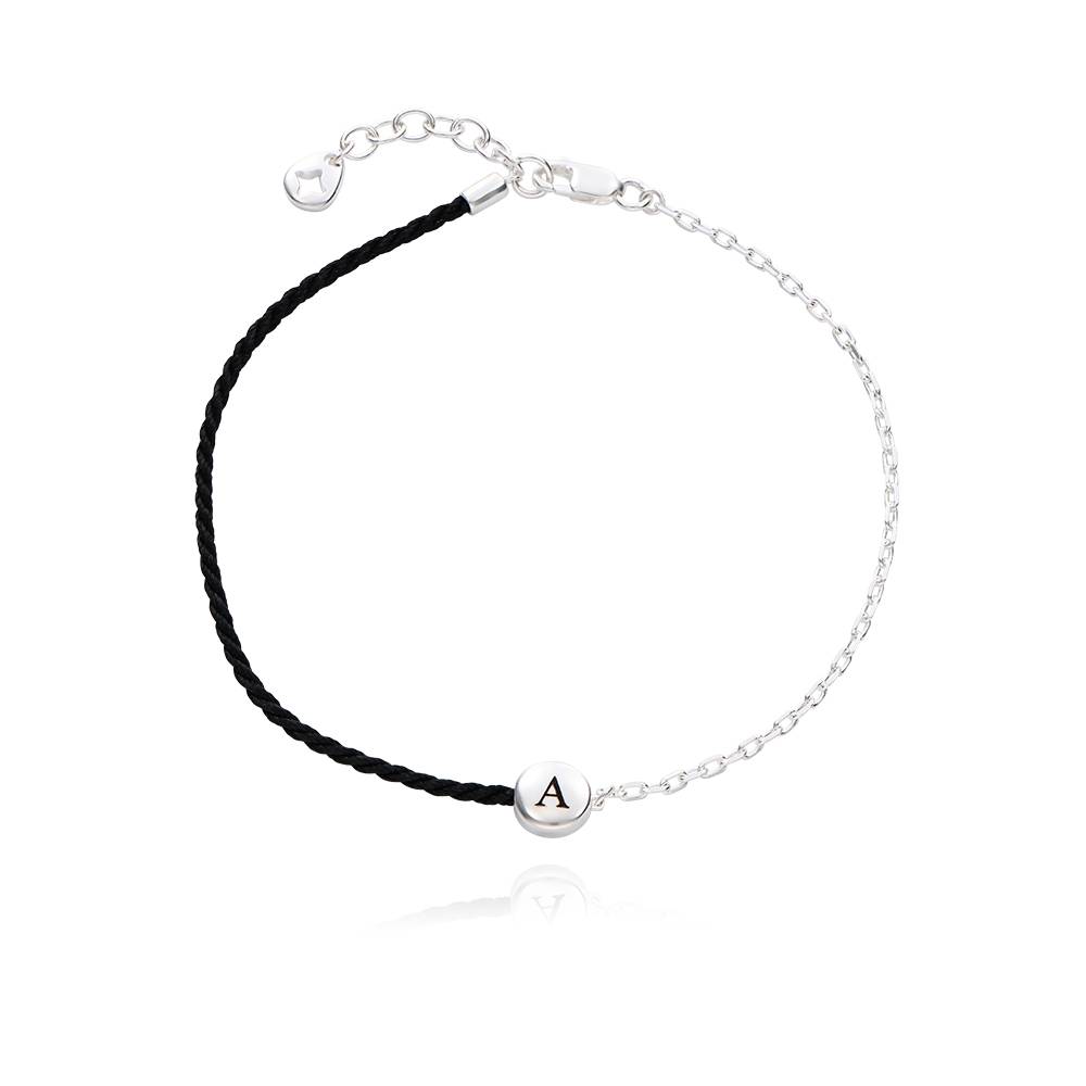Halb und Halb schwarzes Initialarmband mit Diamant - 925er Sterlingsilber-2 Produktfoto