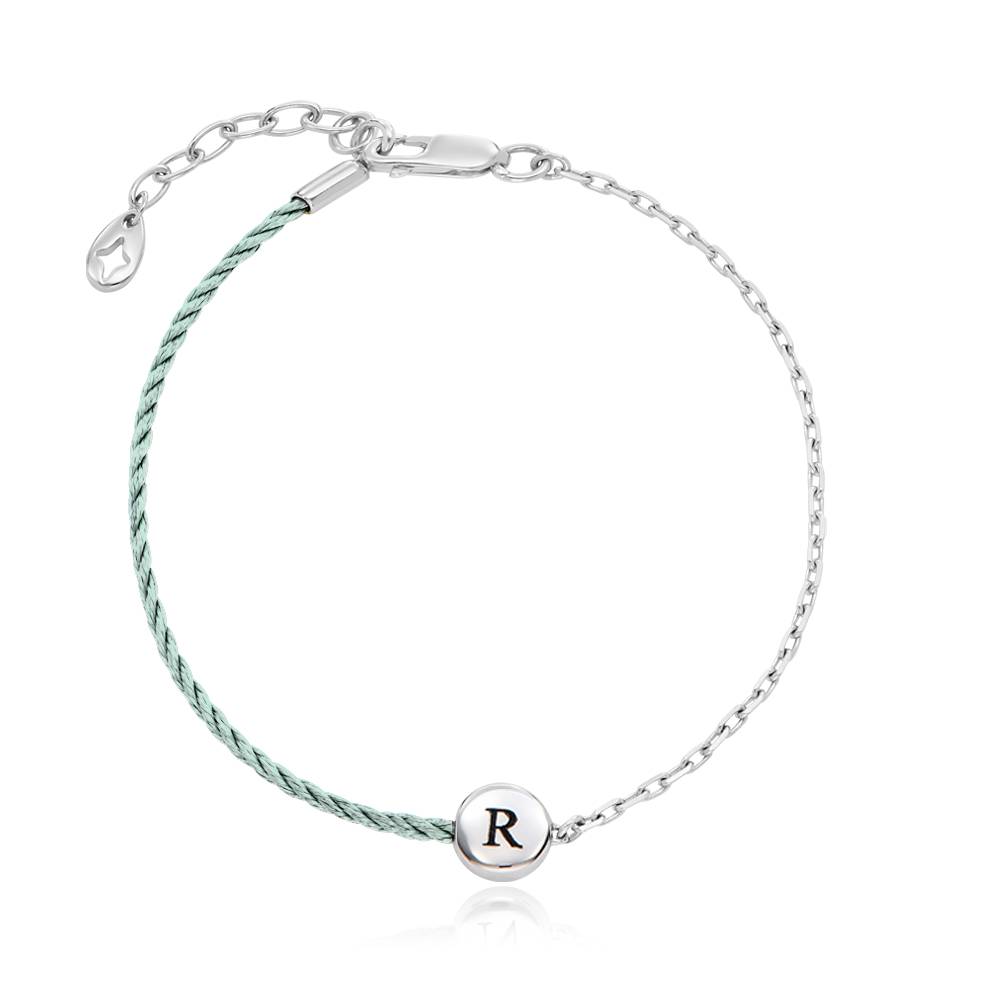 Halb und Halb grünes Initialarmband mit Diamant - 925er Sterlingsilber-6 Halb und Halb grünes Initialarmband mit Diamant - 925er Sterlingsilber-6 Produktfoto