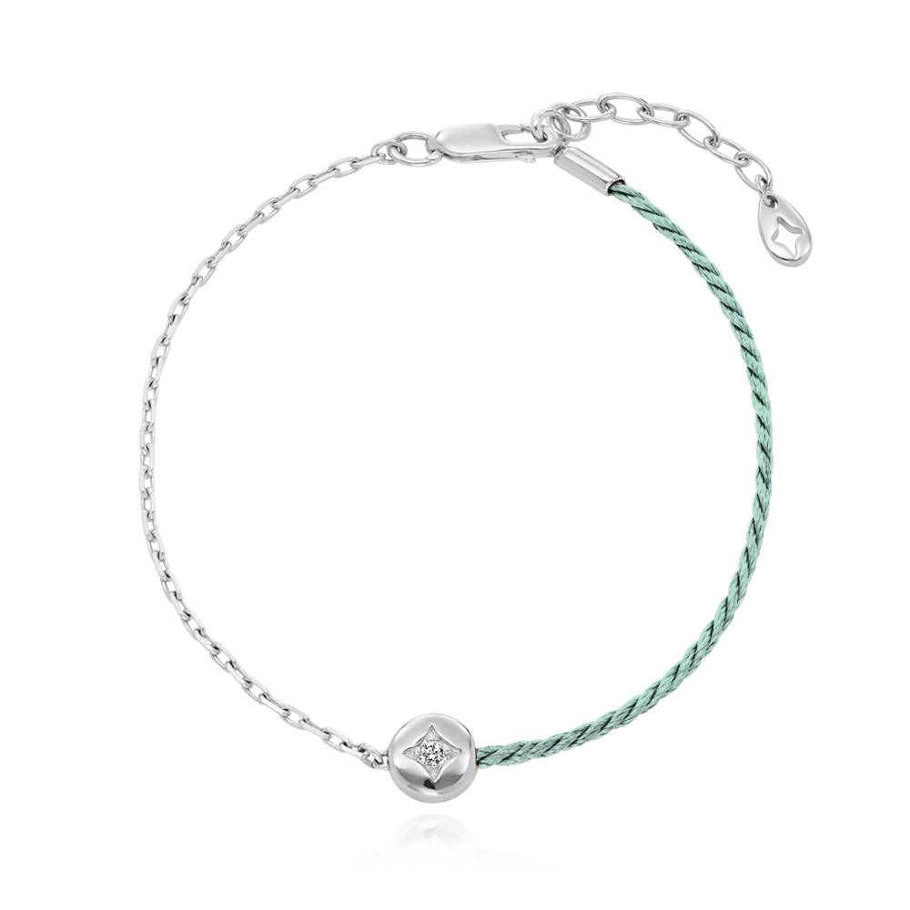Halb und Halb grünes Initialarmband mit Diamant - 925er Sterlingsilber-2 Halb und Halb grünes Initialarmband mit Diamant - 925er Sterlingsilber-2 Produktfoto