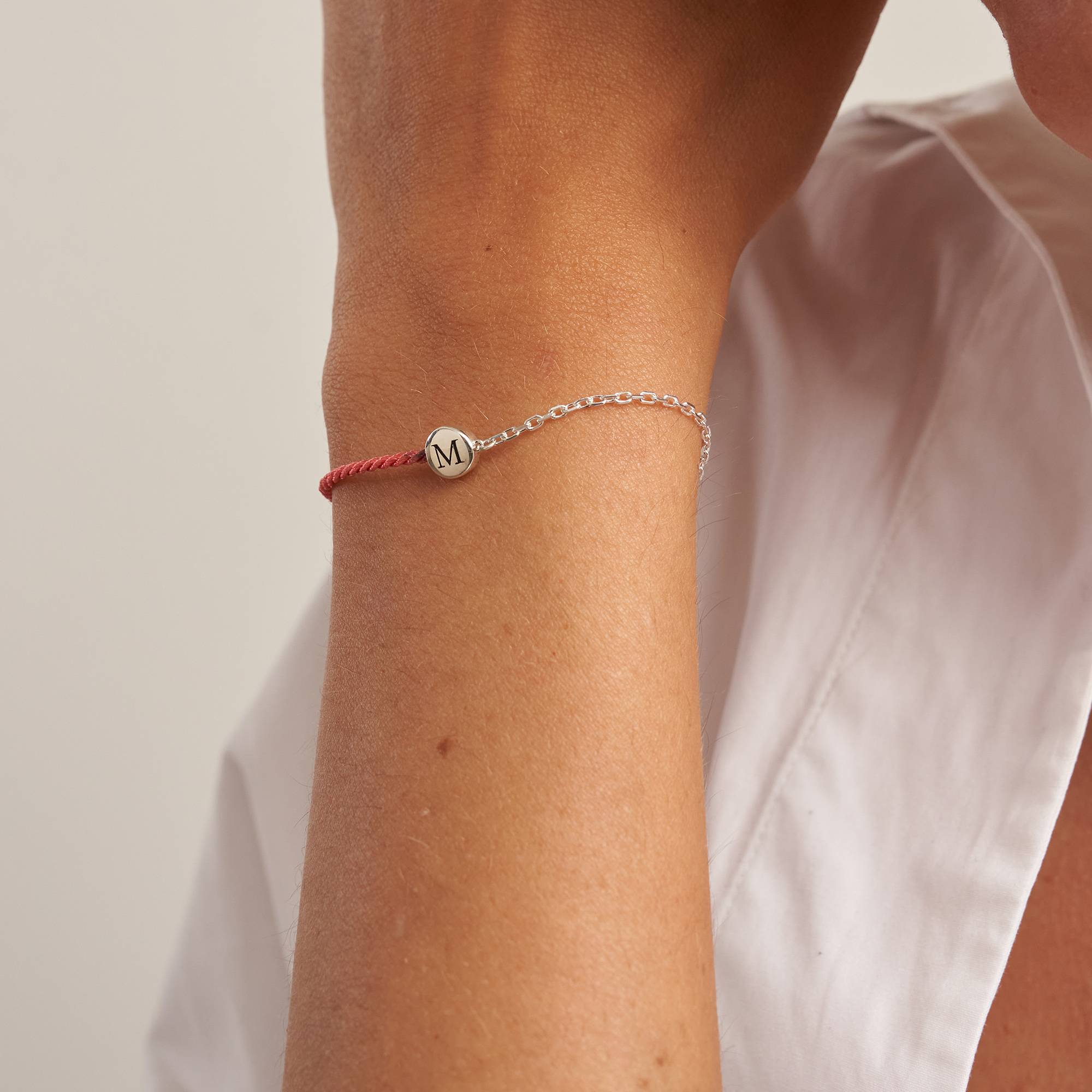 Halb und Halb pinkes Initialarmband mit Diamant - 925er Sterlingsilber-5 Halb und Halb pinkes Initialarmband mit Diamant - 925er Sterlingsilber-5 Produktfoto