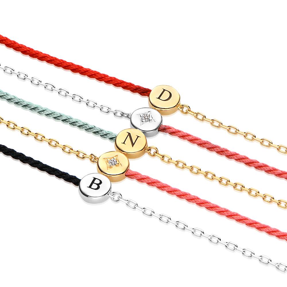 Halb und Halb pinkes Initialarmband mit Diamant - 925er Sterlingsilber-1 Halb und Halb pinkes Initialarmband mit Diamant - 925er Sterlingsilber-1 Produktfoto