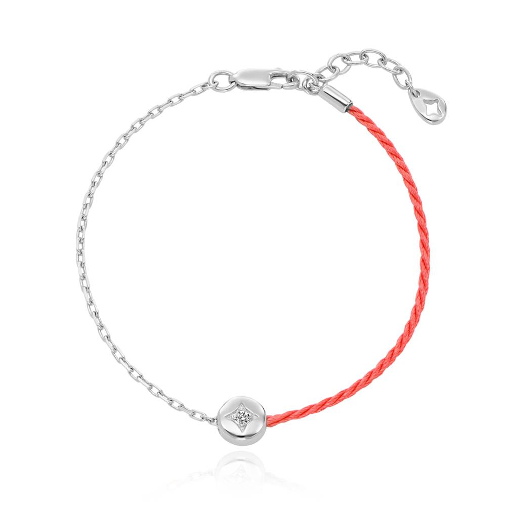 Halb und Halb pinkes Initialarmband mit Diamant - 925er Sterlingsilber-3 Halb und Halb pinkes Initialarmband mit Diamant - 925er Sterlingsilber-3 Produktfoto