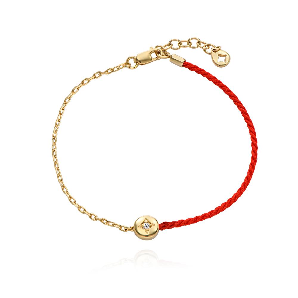 Halb und Halb rotes Initialarmband mit Diamant - vergoldetes Sterlingsilber-1 Produktfoto