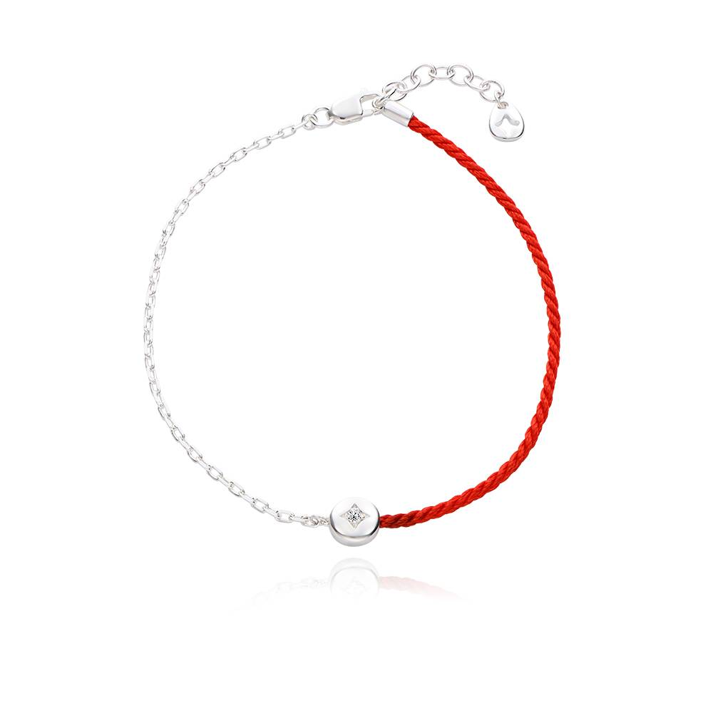 Halb und Halb rotes Initialarmband mit Diamant - 925er Sterlingsilber-3 Produktfoto