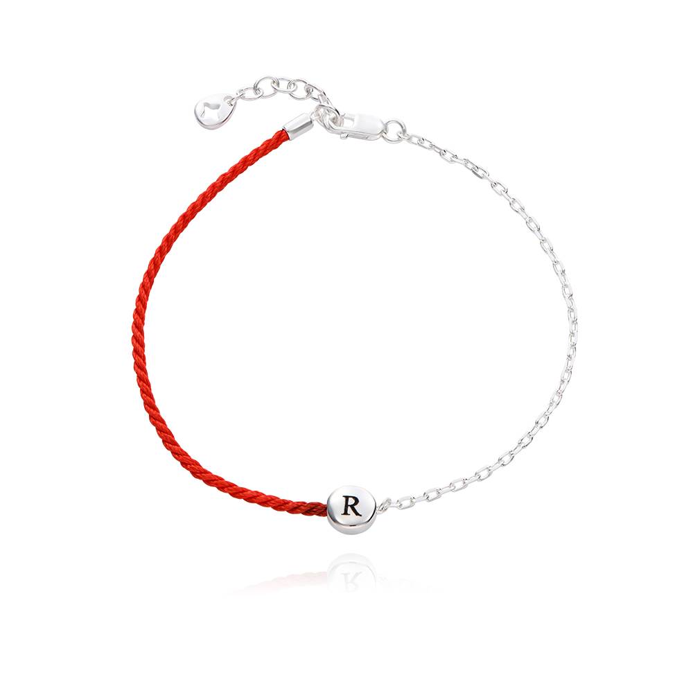 Halb und Halb rotes Initialarmband mit Diamant - 925er Sterlingsilber-7 Produktfoto