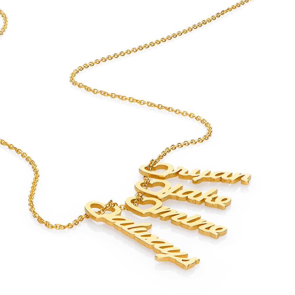 Kette mit vertikalen Herztropfen-Namensanhängern - vergoldetes Sterlingsilber-3 Kette mit vertikalen Herztropfen-Namensanhängern - vergoldetes Sterlingsilber-3 Produktfoto