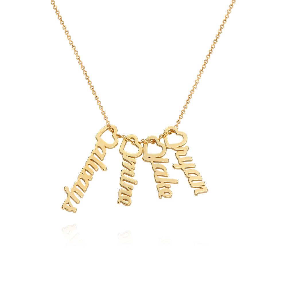 Kette mit vertikalen Herztropfen-Namensanhängern - Gold-Vermeil-4 Produktfoto