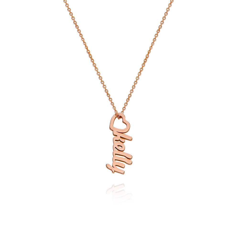 Kette mit vertikalen Herztropfen-Namensanhängern - rosévergoldetes Sterlingsilber-3 Kette mit vertikalen Herztropfen-Namensanhängern - rosévergoldetes Sterlingsilber-3 Produktfoto