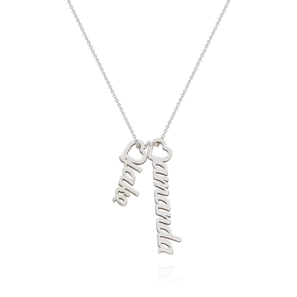 Kette mit vertikalen Herztropfen-Namensanhängern - 925er Sterlingsilber-4 Kette mit vertikalen Herztropfen-Namensanhängern - 925er Sterlingsilber-4 Produktfoto