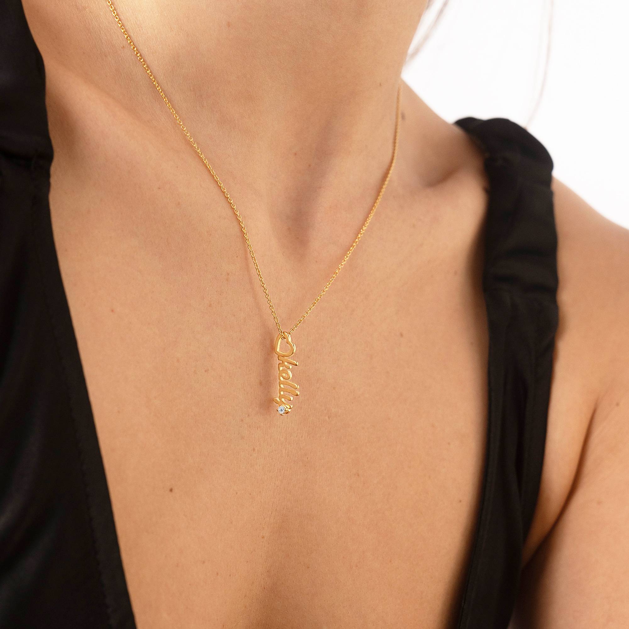 Kette mit vertikalen Herztropfen-Namensanhängern und 0,05 ct Diamanten - Gold-Vermeil-3 Kette mit vertikalen Herztropfen-Namensanhängern und 0,05 ct Diamanten - Gold-Vermeil-3 Produktfoto