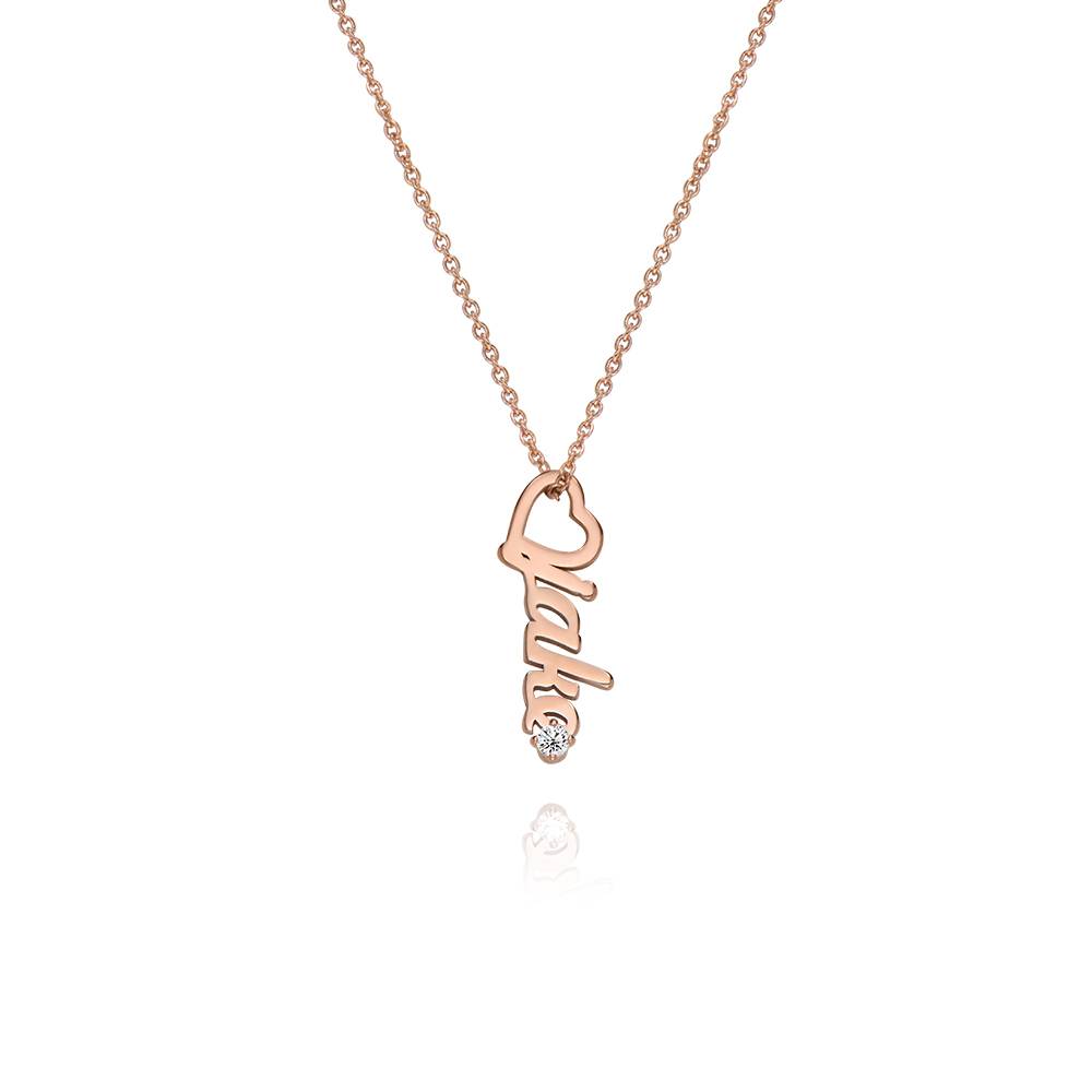 Kette mit vertikalen Herztropfen-Namensanhängern und 0,05 ct Diamanten - rosévergoldetes Sterlingsilber-6 Kette mit vertikalen Herztropfen-Namensanhängern und 0,05 ct Diamanten - rosévergoldetes Sterlingsilber-6 Produktfoto