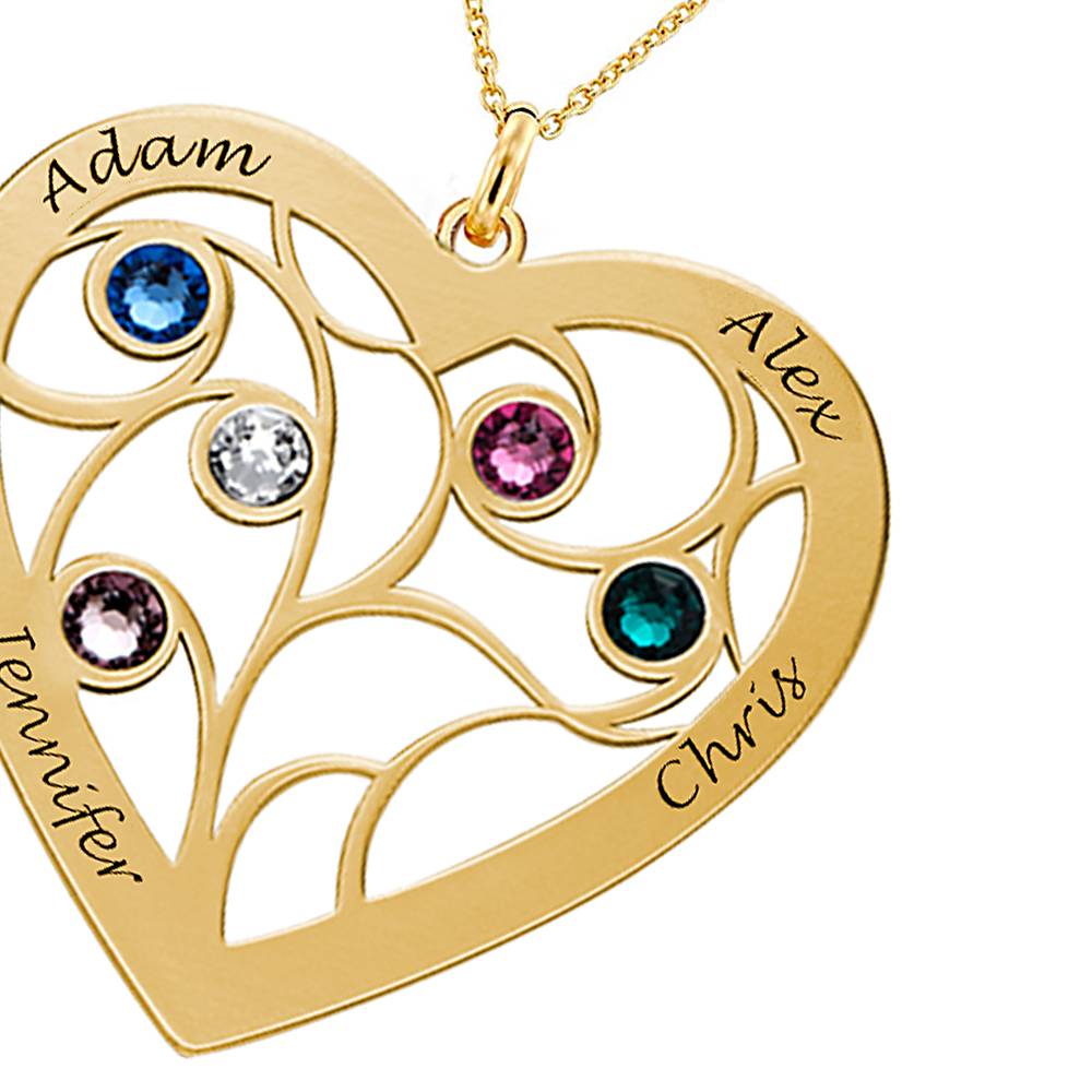 Familienbaum-Kette in Herzform mit Geburtssteinen - Gold-Vermeil-3 Familienbaum-Kette in Herzform mit Geburtssteinen - Gold-Vermeil-3 Produktfoto