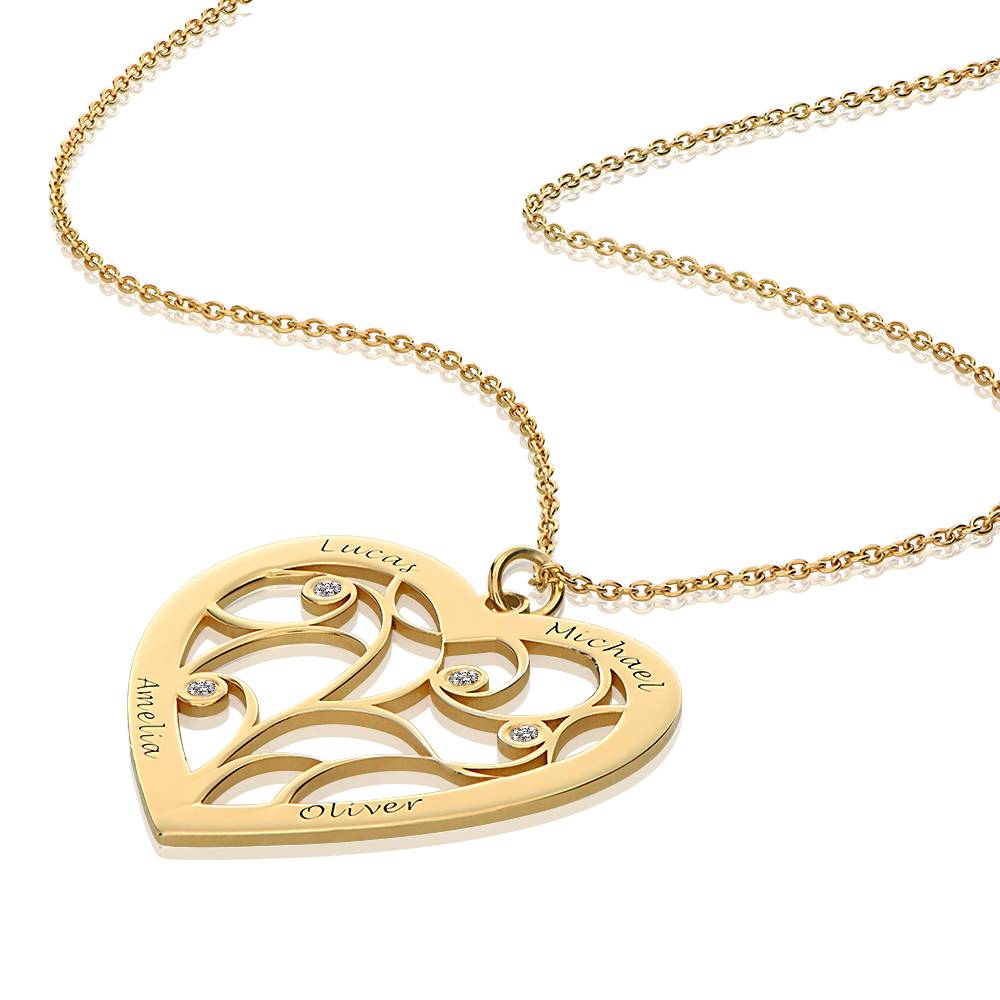 Familienbaum-Kette in Herzform mit Diamanten - Gold-Vermeil-5 Produktfoto
