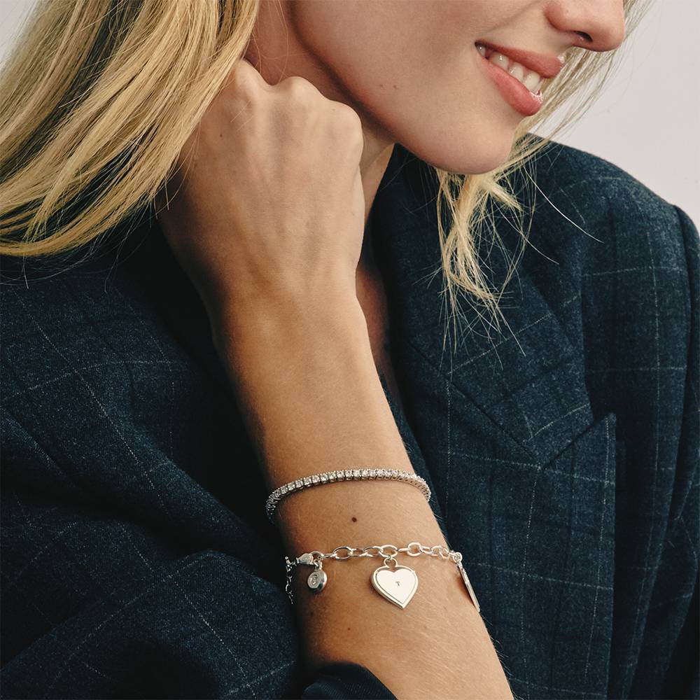 Von Herz zu Herz – Gravurarmband mit Diamant - Silber-1 Produktfoto