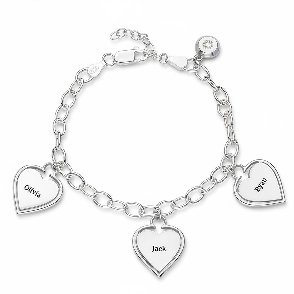 Von Herz zu Herz – Gravurarmband mit Diamant - Silber-4 Produktfoto