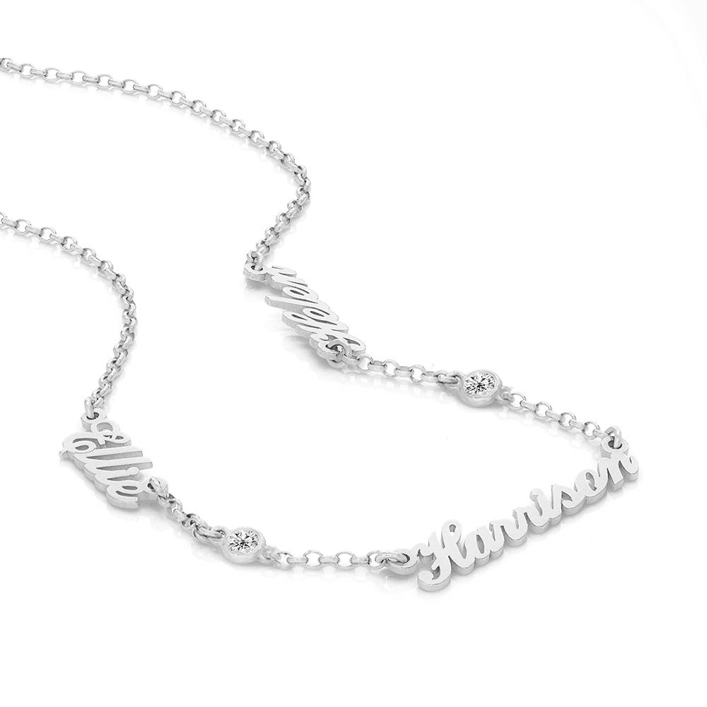 Heritage Halskette mit mehreren Namen und 0,10 ct Diamanten - in Silber-3 Produktfoto