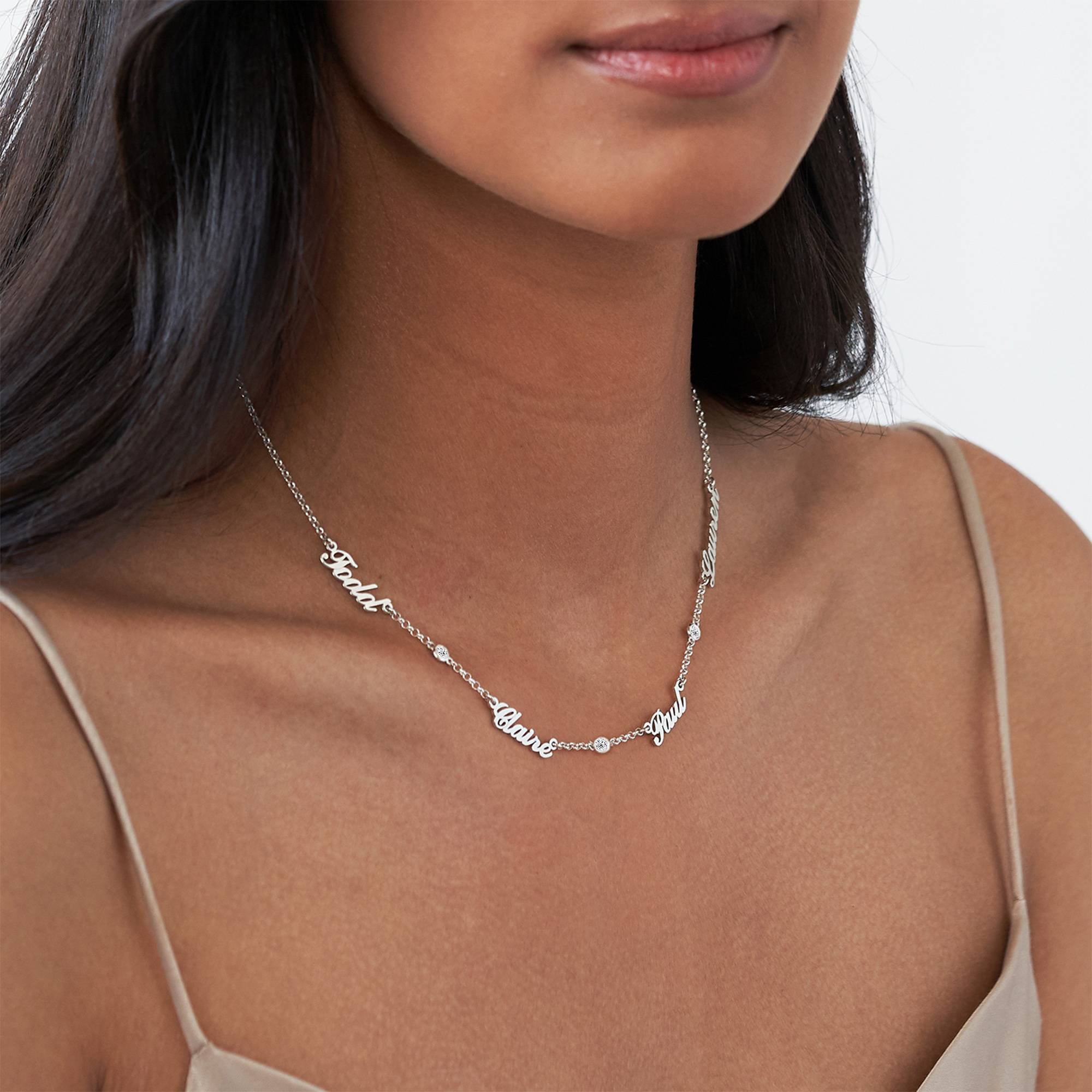 Heritage Halskette mit mehreren Namen und 0,10 ct Diamanten - in Silber-1 Produktfoto