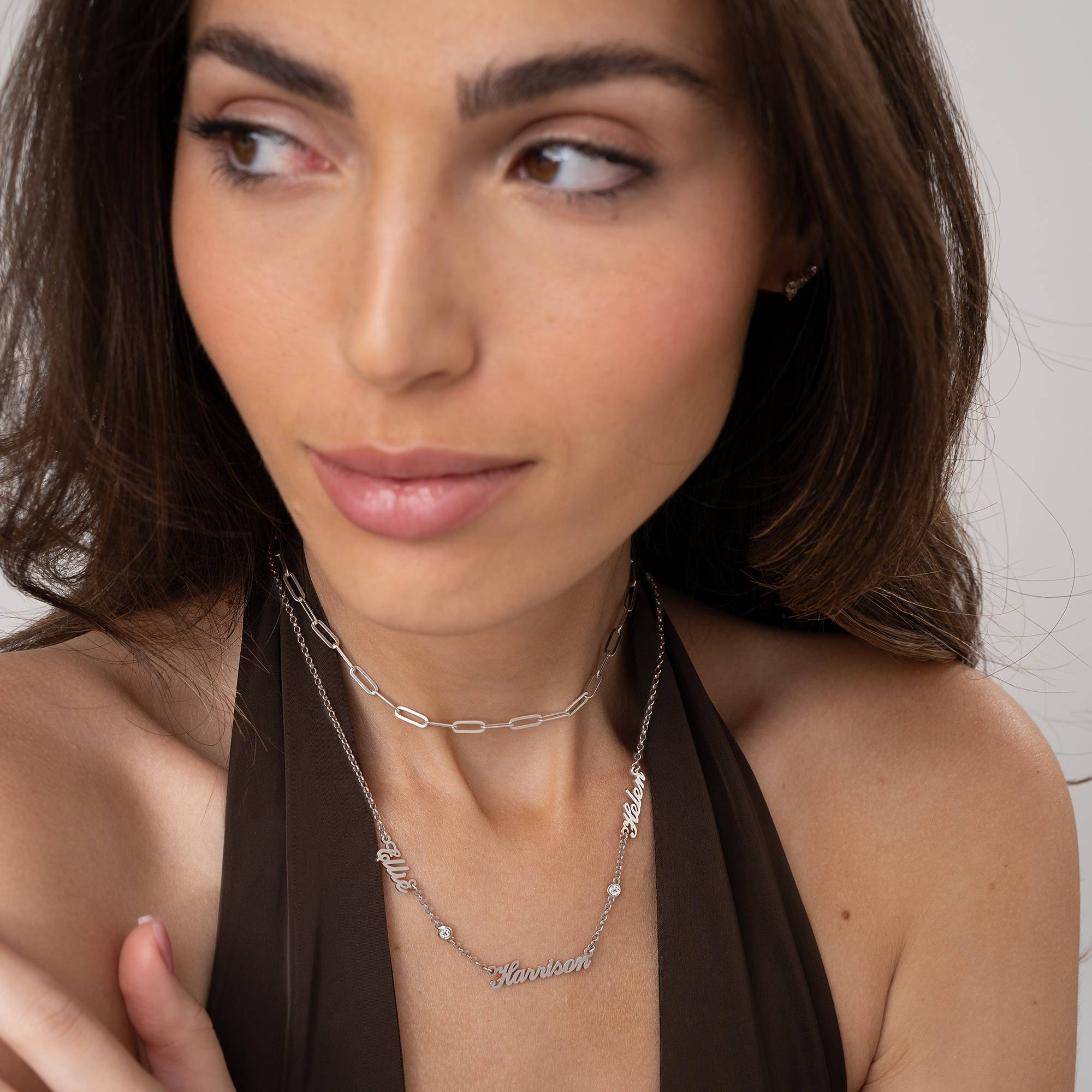 Heritage Halskette mit mehreren Namen und 0,10 ct Diamanten - in Silber-4 Produktfoto