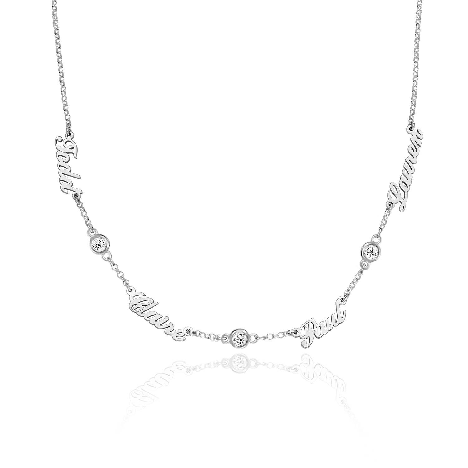 Heritage Halskette mit mehreren Namen und 0,10 ct Diamanten - in Silber-6 Produktfoto