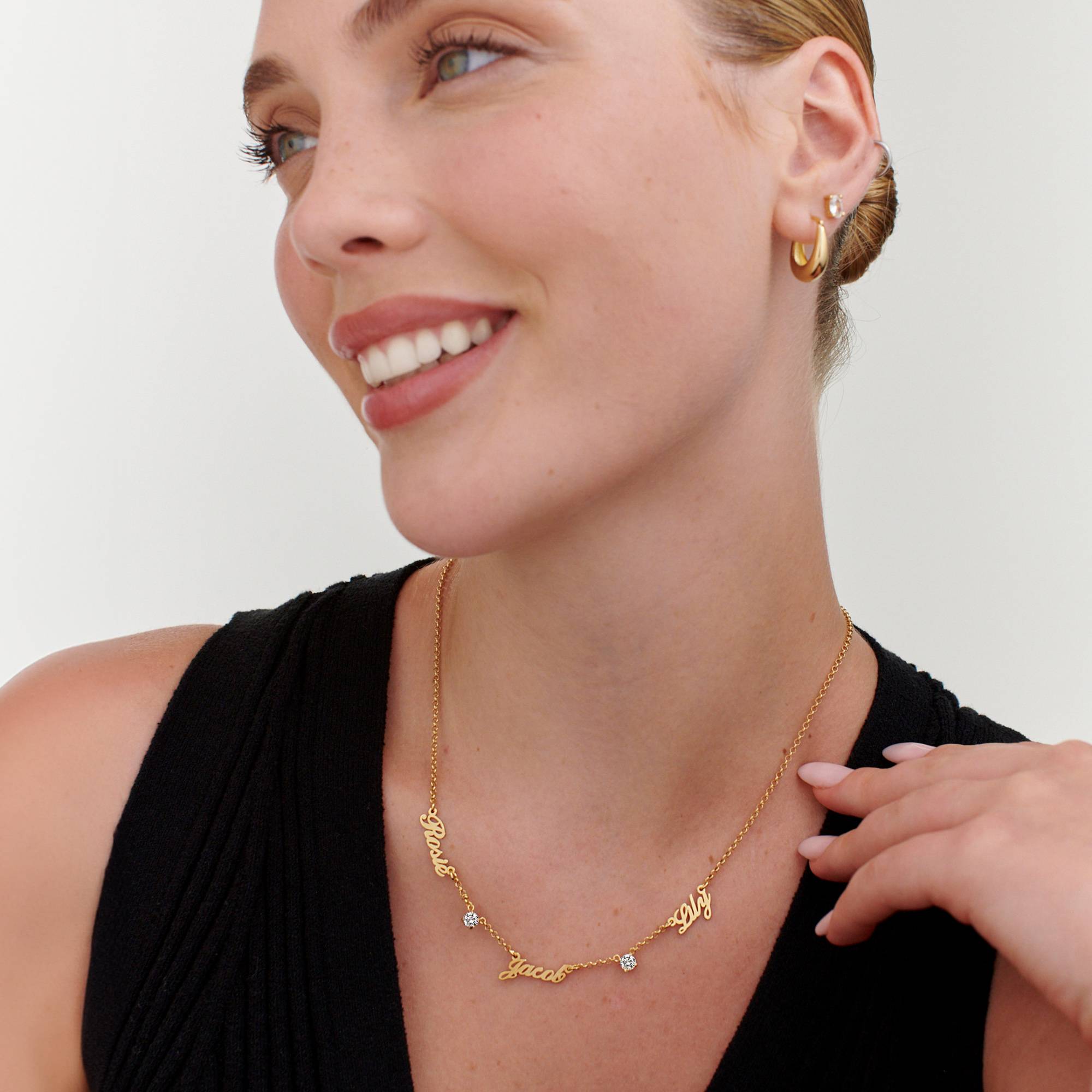 Heritage Halskette mit mehreren Namen und 0,30 ct Diamanten - vergoldetes Sterlingsilber-5 Produktfoto