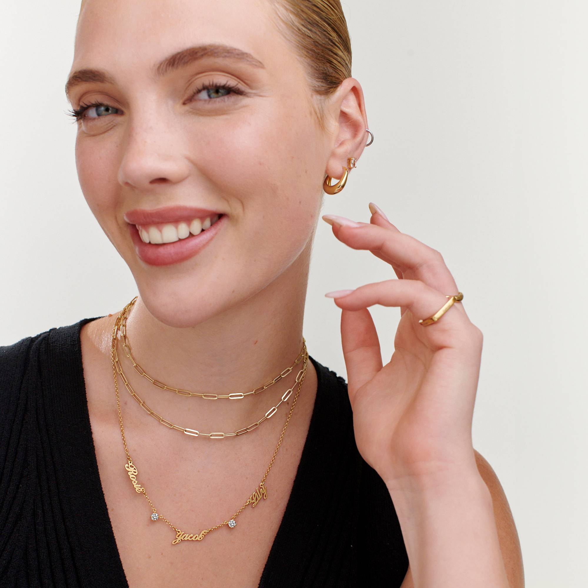 Heritage Halskette mit mehreren Namen und 0,30 ct Diamanten - vergoldetes Sterlingsilber-1 Produktfoto