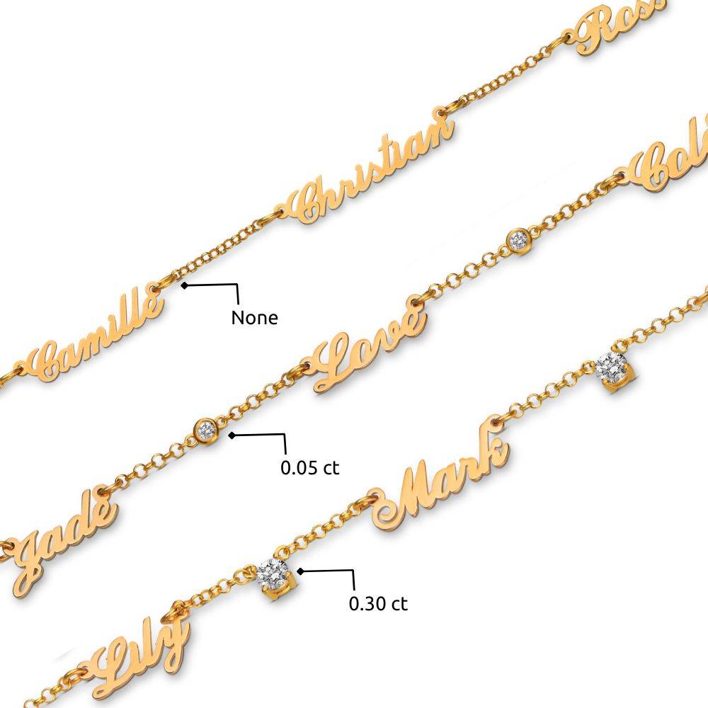 Heritage Halskette mit mehreren Namen und 0,30 ct Diamanten - vergoldetes Sterlingsilber-3 Produktfoto