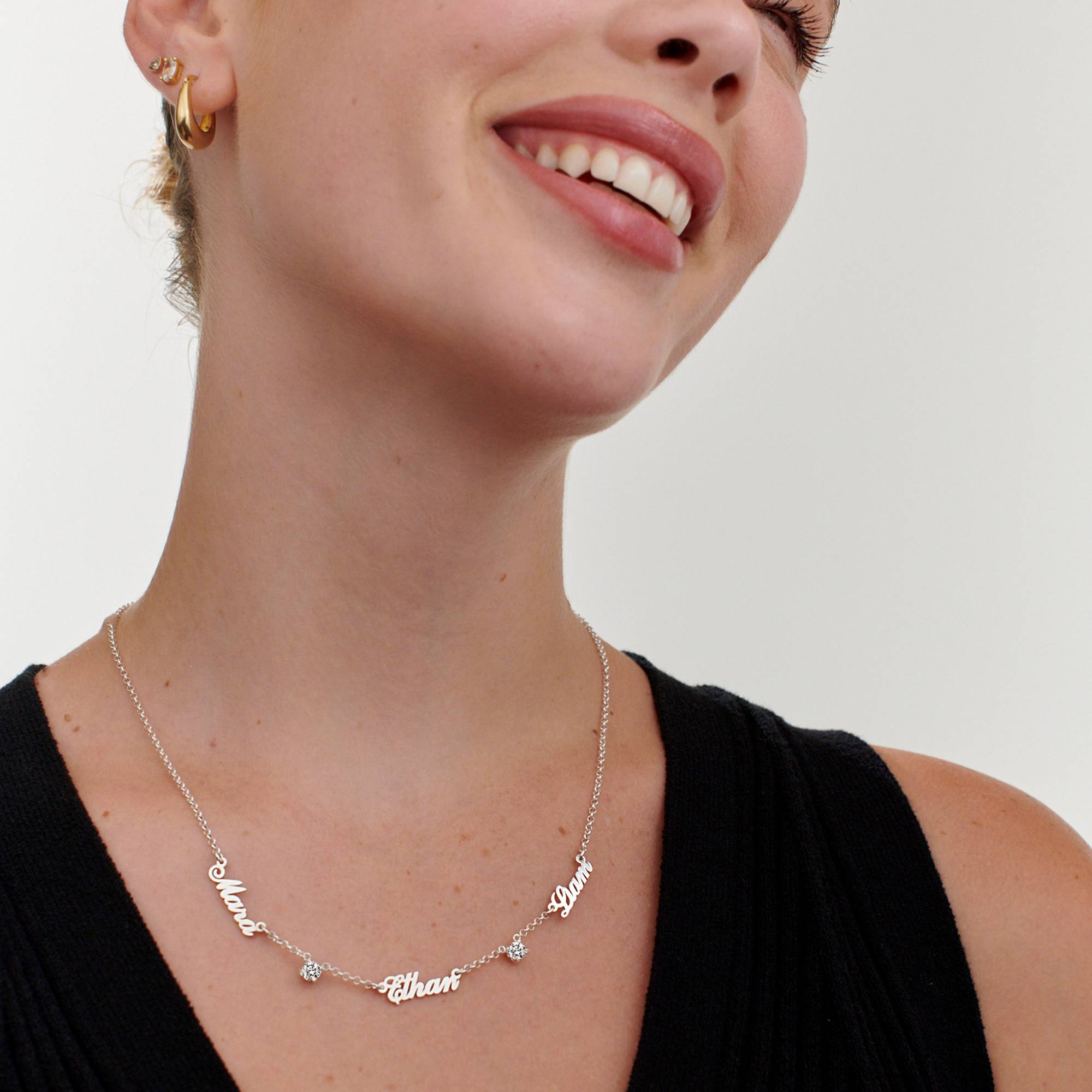 Heritage Halskette mit mehreren Namen und 0,30 ct Diamanten - 925er Sterlingsilber-3 Produktfoto