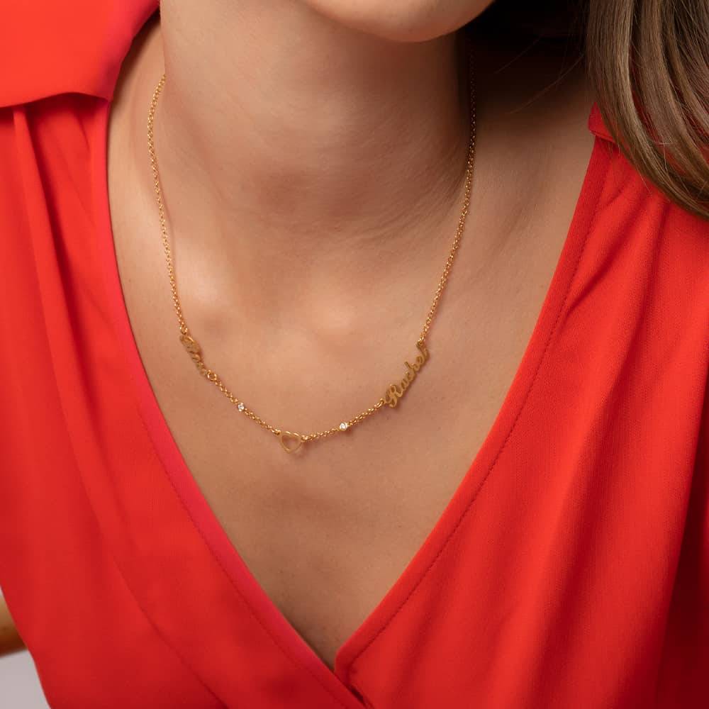 "Herz der Liebenden" Namenskette mit Diamanten - vergoldetes Sterlingsilber-2 "Herz der Liebenden" Namenskette mit Diamanten - vergoldetes Sterlingsilber-2 Produktfoto