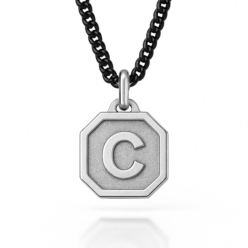 Heritage Initial Halskette für Männer - Silber-6 Produktfoto