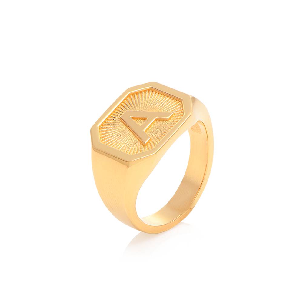 Heritage Initial Ring für Männer  - vergoldetes Sterlingsilber-3 Produktfoto